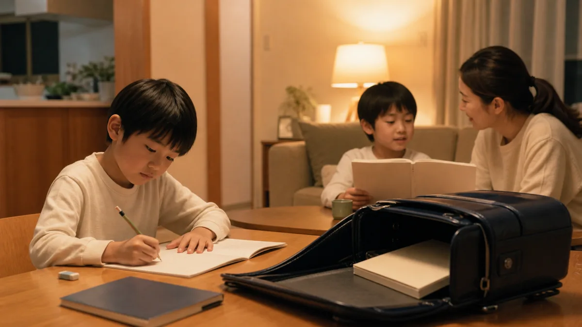 習い事の前後と学童内に学校宿題を分けるイメージ