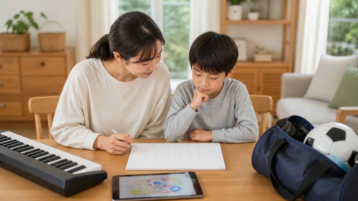 月1万円前後の習い事を比較する親子のイメージ