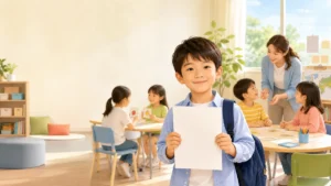 英語学童の教室で英検4級を取得した小学生の実例を表すイメージ