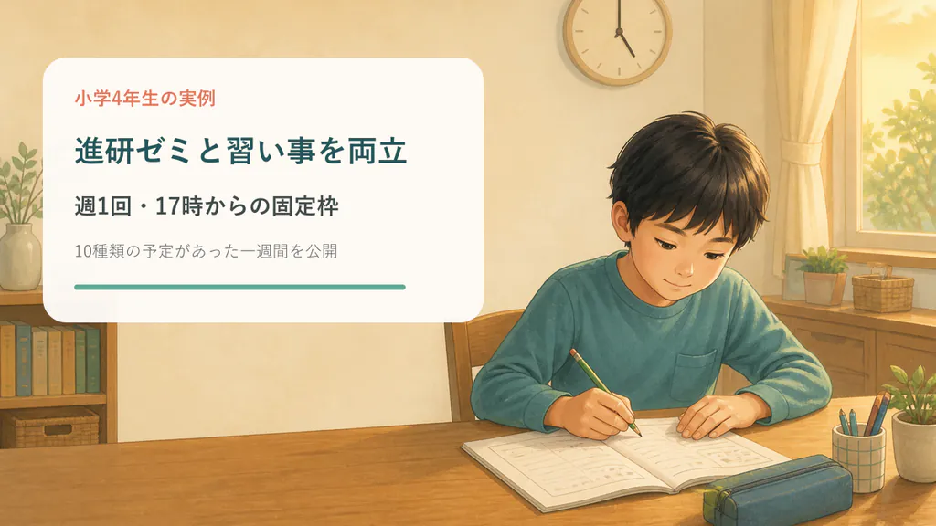 小学4年生が進研ゼミと習い事を両立するイメージ